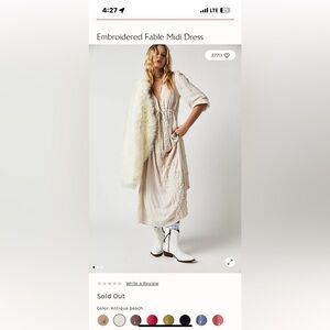 Free People Embroidered Fable Midi Dress -    In excellent condition